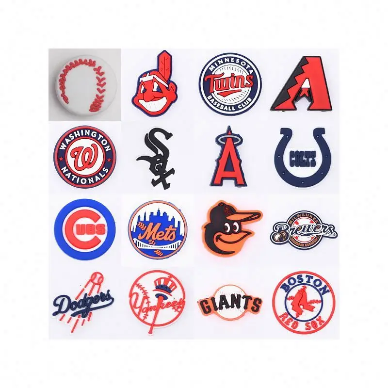 Wholesale High Grade Soft PVC shoe charms baseball team shoe charms Decoration For MLB shoe charms fit for clog