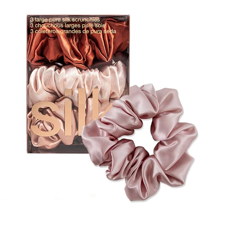 Роскошные атласные резинки для волос, 100% чистый шелк тутового шелкопряда, резинки для волос, шелковые резинки в упаковке