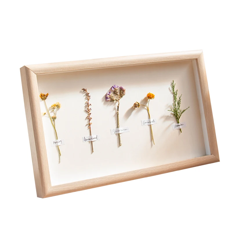 Wholesale 6x8 8x10 Dried Flowers Paper Flower Frame MDF Photo Frame Wall-Mounted Forming Solid Wood Picture Prame Shadow Box