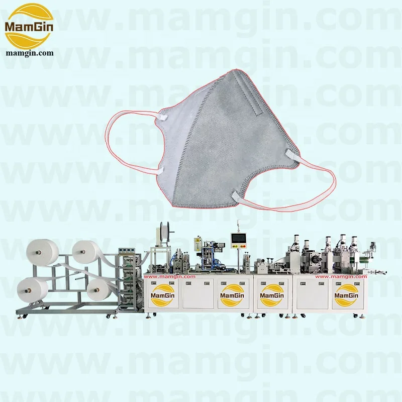 19 Servo Motors FFP2 N95 Earloop Flat Folding Respirator Mask Making Machine