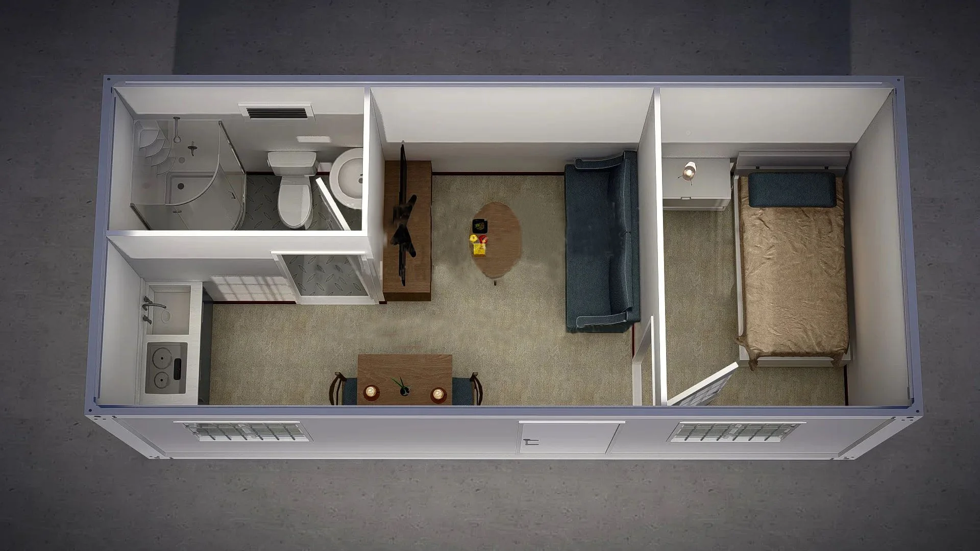 Low cost China factory foldable modular home prefab small tiny folding container house with bathroom on sale