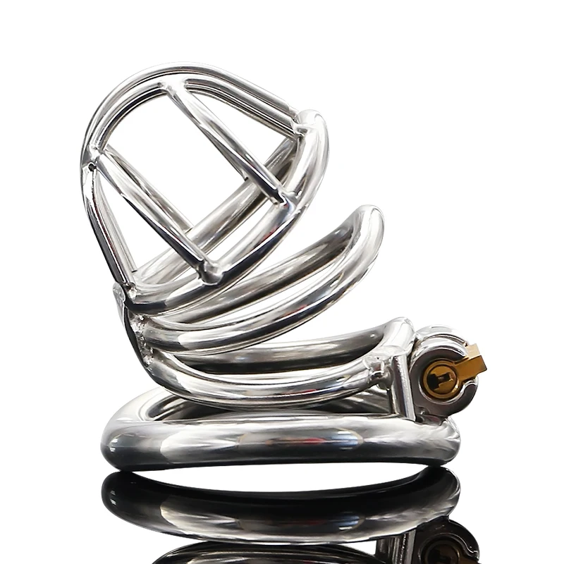 Stainless Steel Male Chastity Cage  Latch Design bdsm Sex Device  Cock Cage with lock for adult