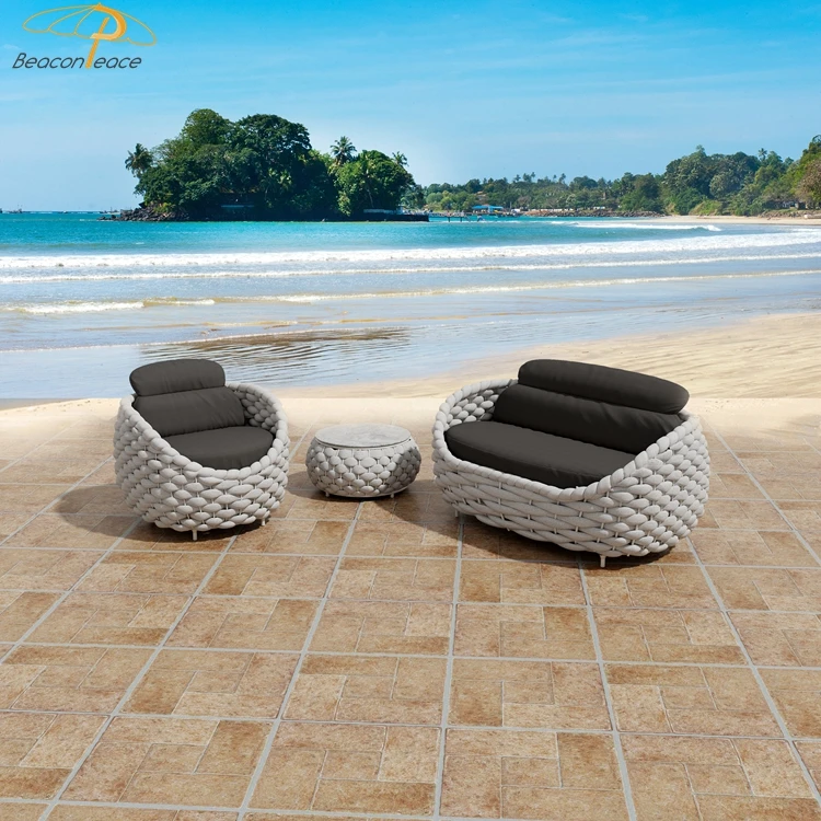 Modern Luxury Wicker Rope Garden Set Outdoor Rattan Sofa Outdoor Patio Furniture Metal Garden Sofas Aluminum Garden Furniture