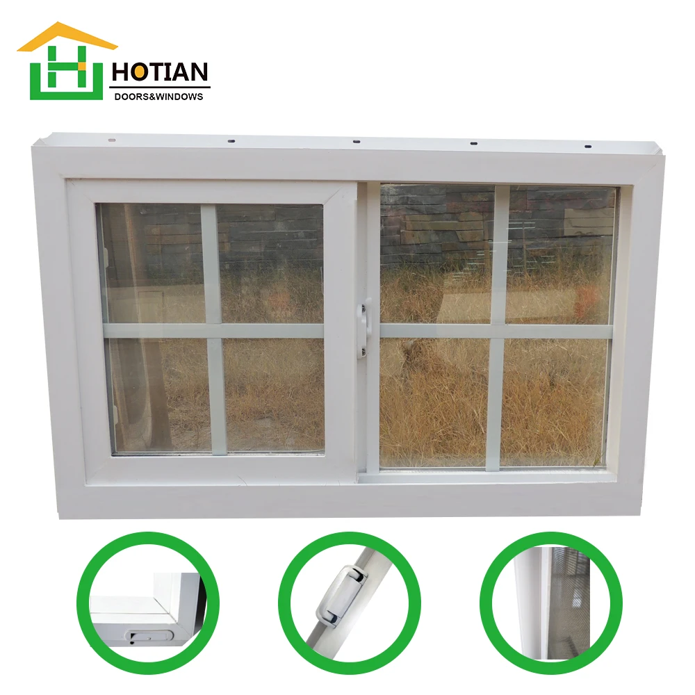 Soundproof Windproof Hurricane Impact Glass UPVC windows Single Double Glazed Vinyl Sliding PVC Windows