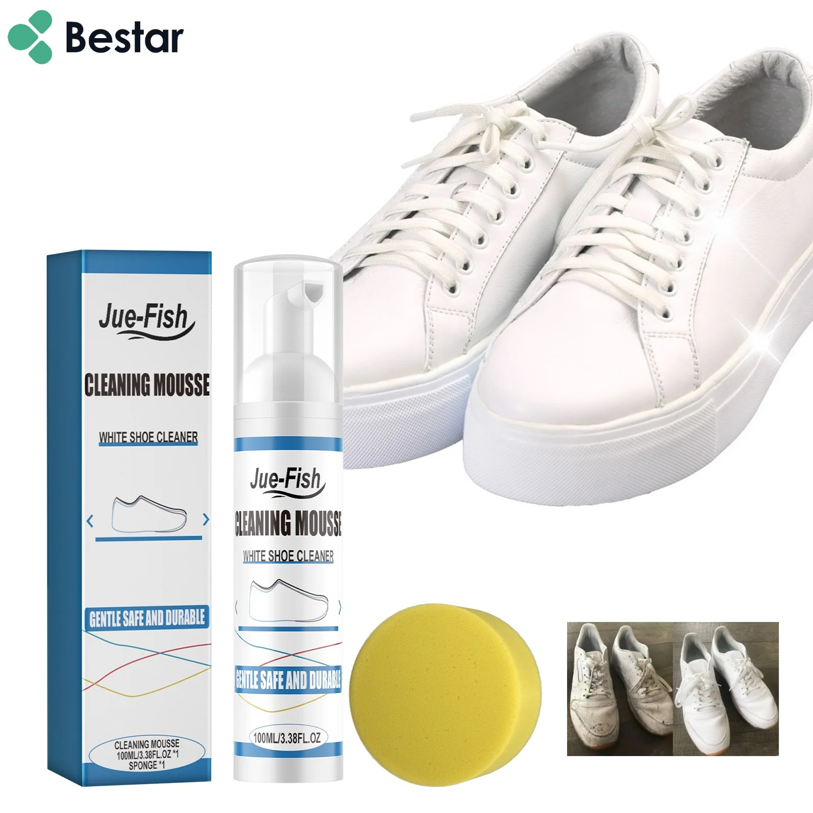 Sports Shoe Cleaning Mousse Cleaner Quick of Sneakers Suitable White Brushes Cloths Most Shoes