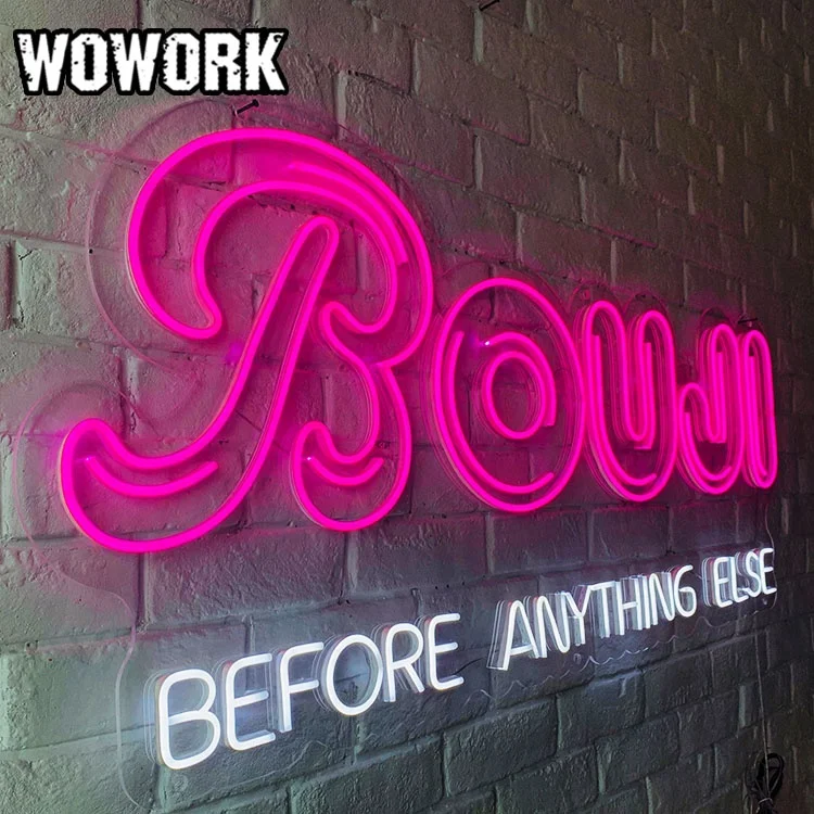 2023 WOWORK waterproof decorative transparent acrylic logo led custom sign neon light for party supplies