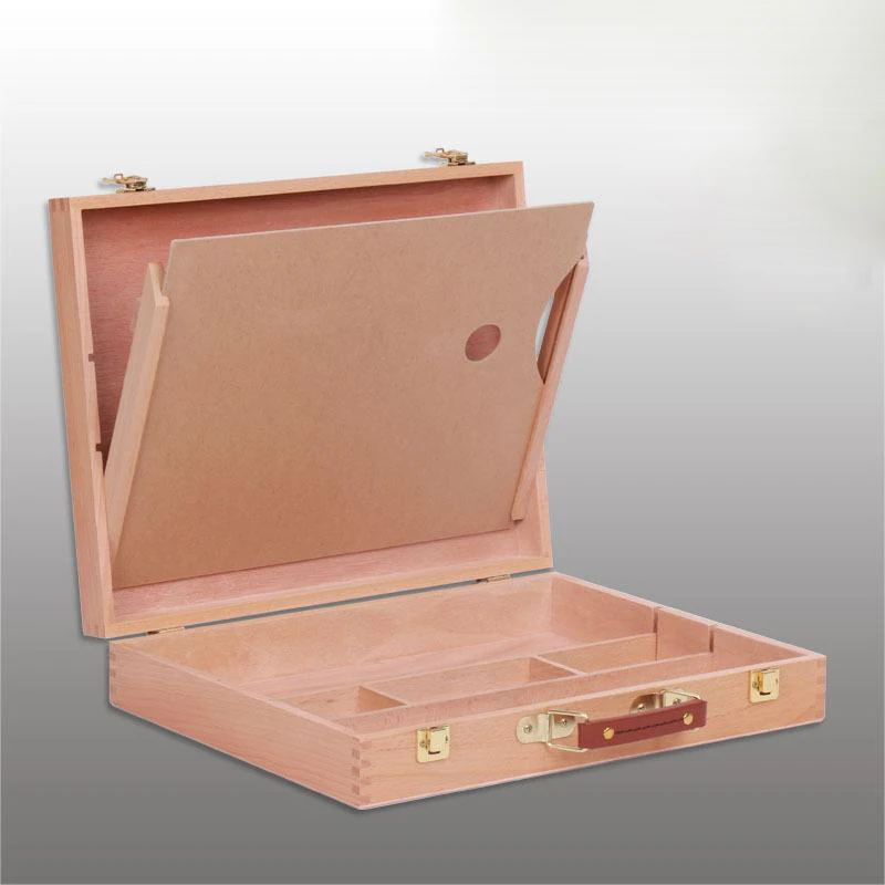 Wood Tabletop Easel Storage Beech Portable Sketch box for Painting Adjustable Wooden Desktop Drawing Easel Case for Art Supplies