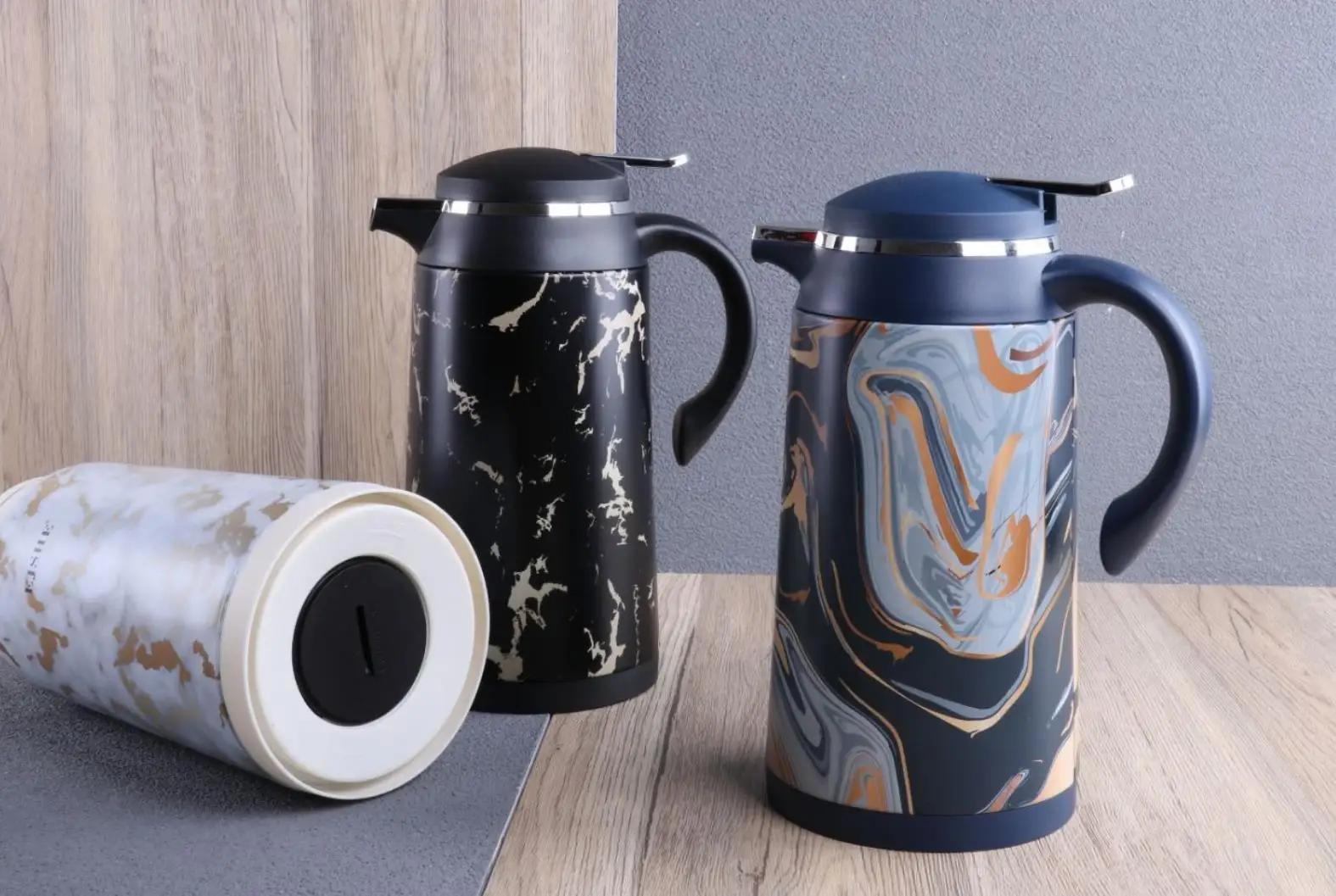 New Arrived Portable Water Bottle Thermos Vacuum Tea Flask  Glass Inner 1000ml Thermos Gift Set