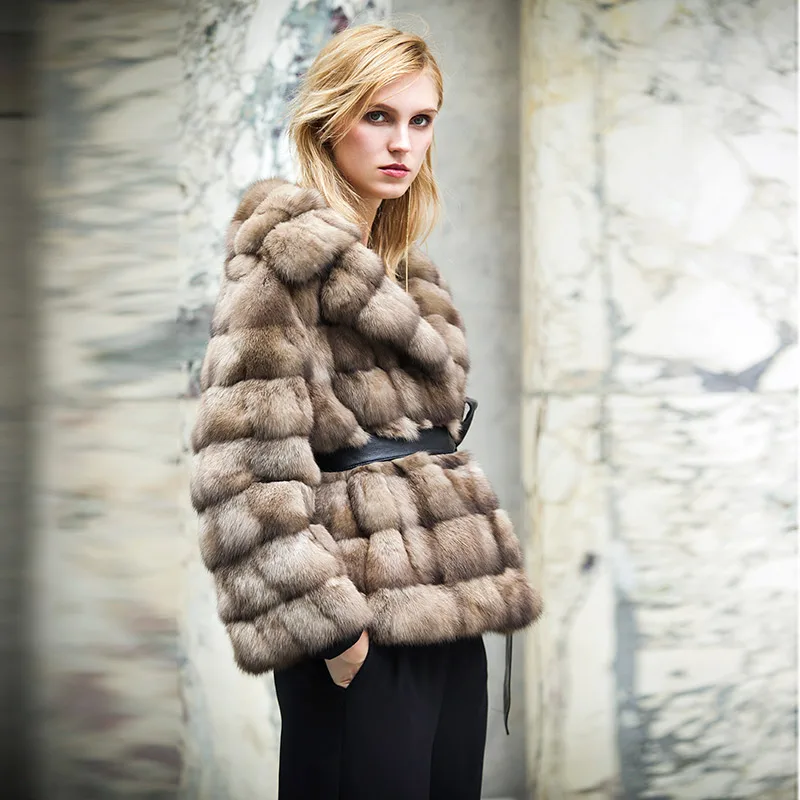 factory direct fluffy stylish and outstanding fur coat real mink fur jacket coat with turn down collar for women