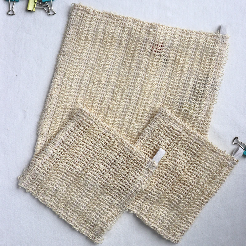 Zero Waste Biodegradable Bath Cleaning Sisal Washcloth Custom Size 100% Natural All Natural Body Wash Cloth 50pcs