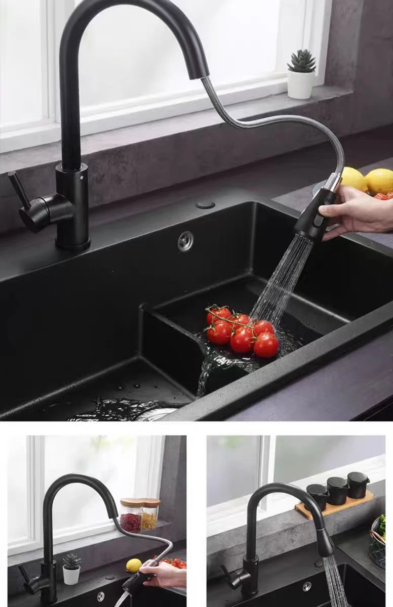 Single Lever 304 Stainless Steel  Kitchen Taps Faucet Pull-Out Retractable Sink Faucet