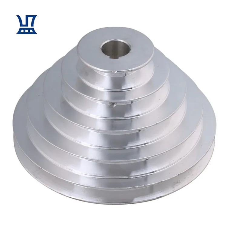 BQLZR Free Shipping Aluminium Cone Capstan Flat Belt Pulley 20mm Transmission Groove Motor Step Pulley with Keyway 6mm