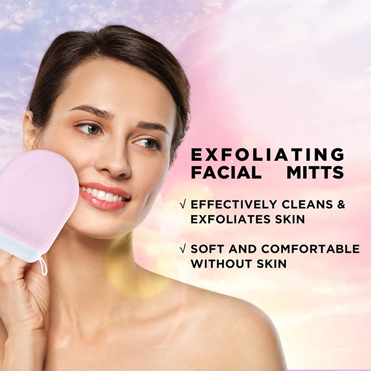 High Quality Low Roughness Soft 100% Viscose Exfoliating Face Mitt Face Exfoliator Glove