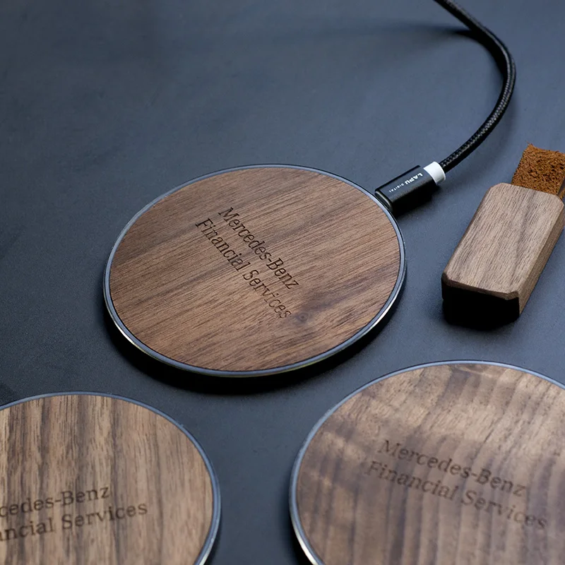 
Black walnut wireless charger customized logo 