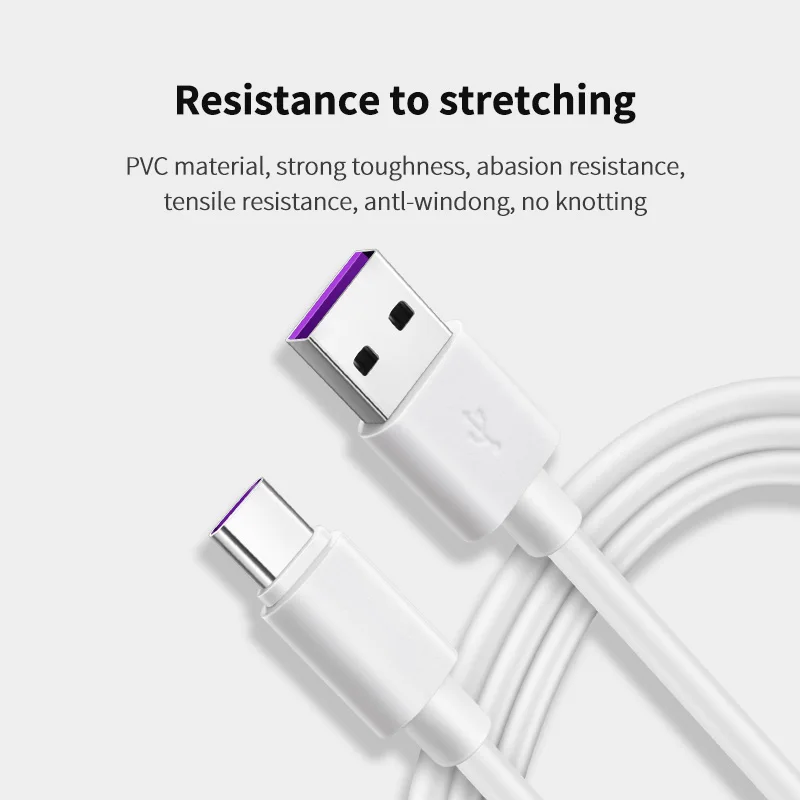 USB-A 2.0 Cable Type C Charging and Data Transfer 1m Quick Charge Cable