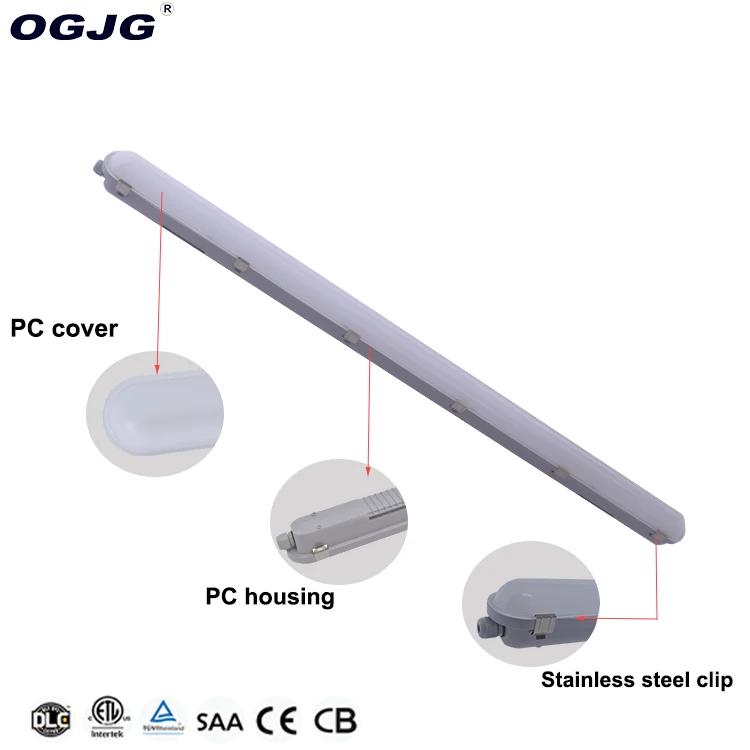 20w 40w 2ft 4ft Damp Proof Dustproof IP66 Waterproof Linear Lighting Fixture Led Tri-proof Light