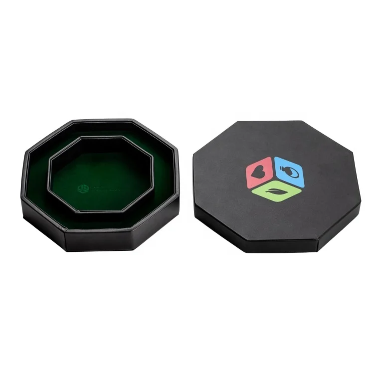 China PU Leather Octagon RPG DND Table Game Tray Wholesale Dice Rolling Tray with Lid