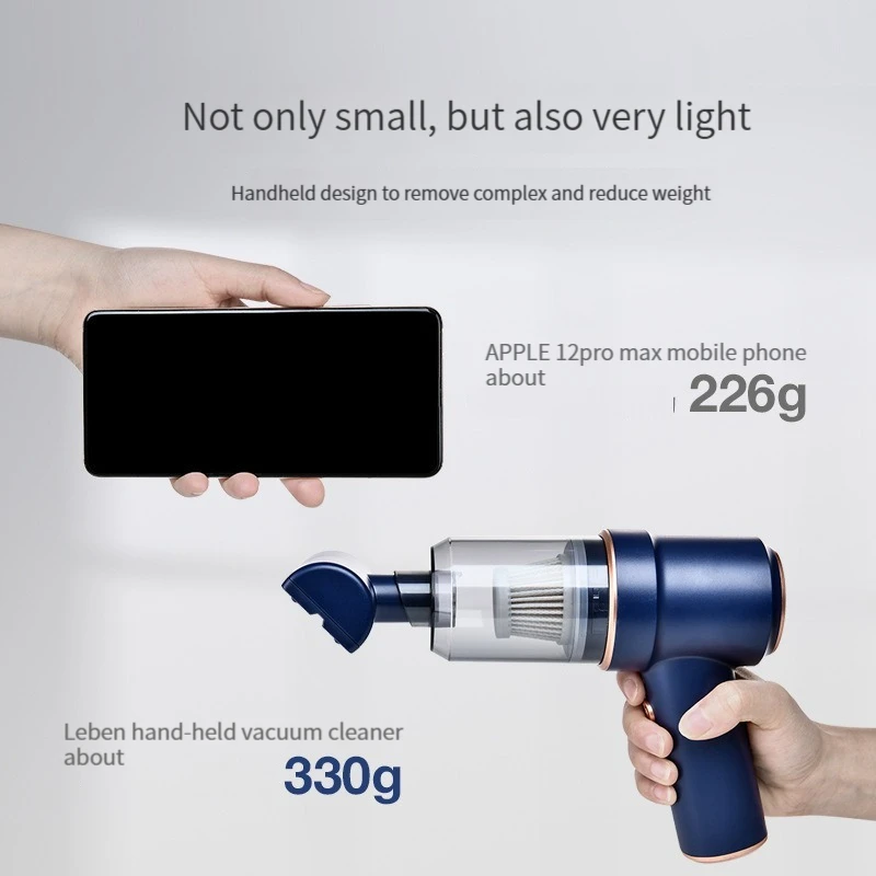Portable handheld blowing and suction integrated car vacuum cleaner with light mini wireless