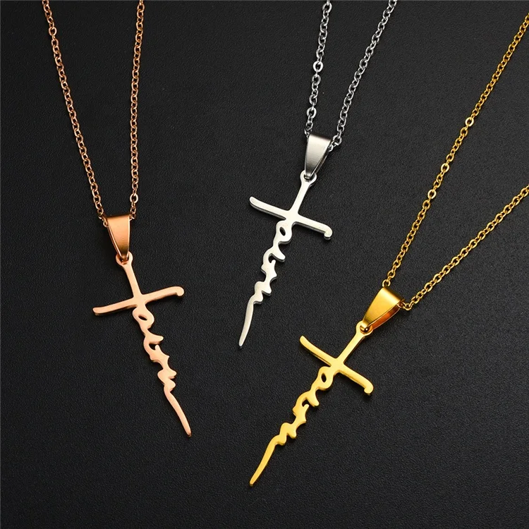 Trendy new idea Street Wear Men Plain Crucifix Necklaces Stainless Steel Small Medium Large Cross Necklace Gold Cross Pendant