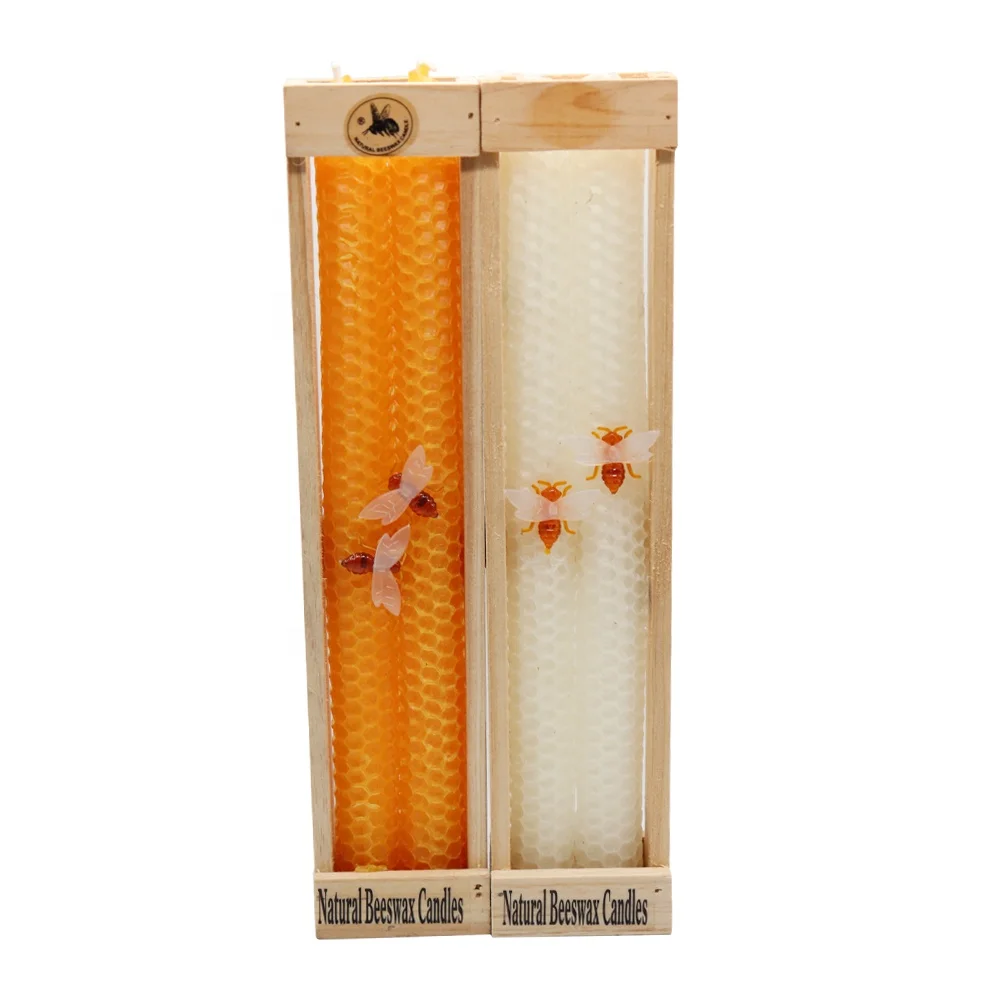China factory wholesale natural beeswax candles taper beeswax candle in box