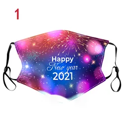 2021 New Year Party Printed Cotton Mask Winter Warm Washable Adult Face Mask