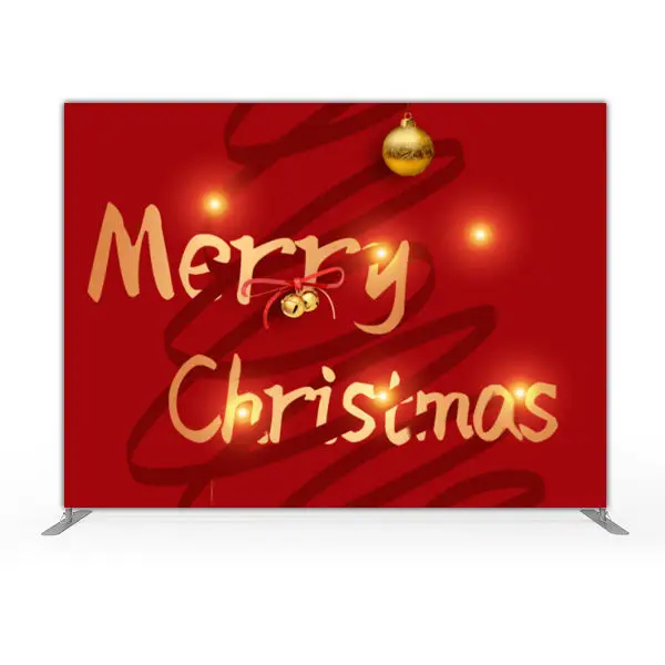 HLY Customized Christmas Theme Exhibition Pillow Case Backdrop Aluminum Alloy Stand Tension Fabric Photo Booth Backdrop