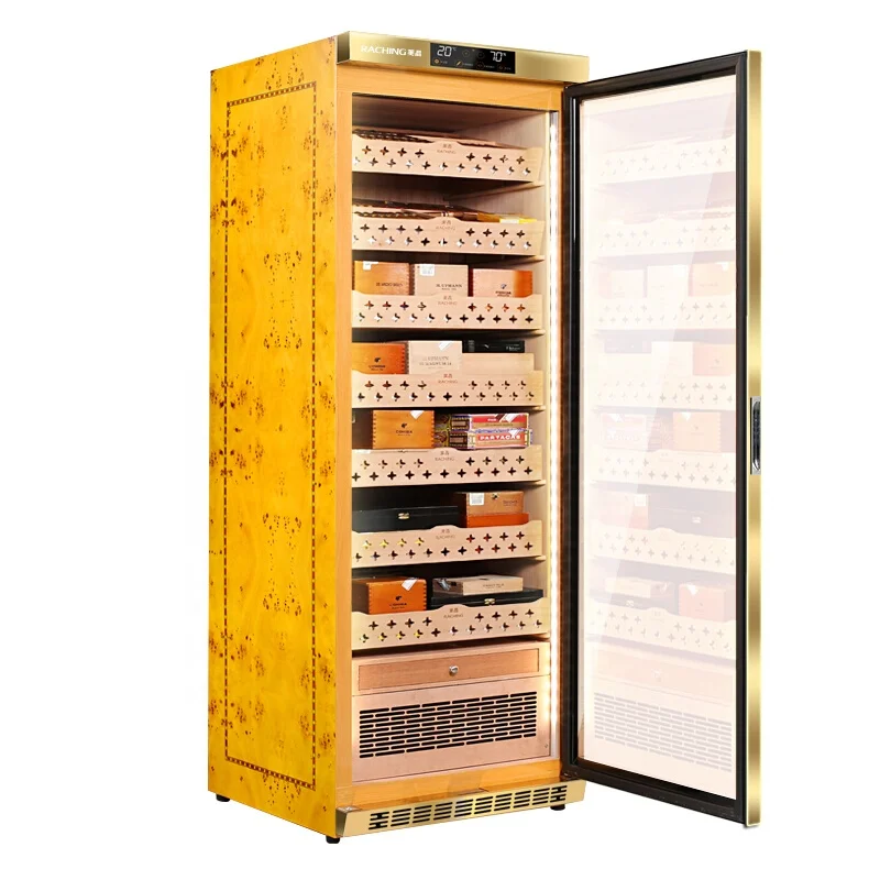 Hot Sale Cooler Cabinet Case Humidity Cooling No Frost Spainish Cedar Wood Cigar Humidor Home Storage