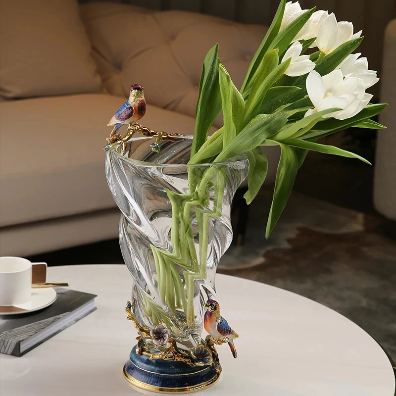 RORO Vases flower modern luxury home decorative Joy in blossoming series glass crystal fresh dry flower vase for home decoration