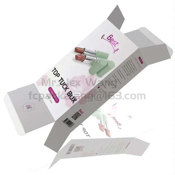 Wholesale cosmetic use folding tuck boxes lipstick cosmetics card paper gift packaging box