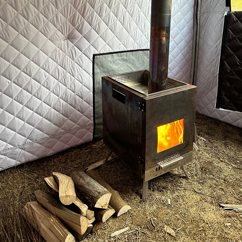 Folding smokeless wood burning sauna stove with Long Chimney smokeless firewood sauna stove camping furnace oven tent sauna oven