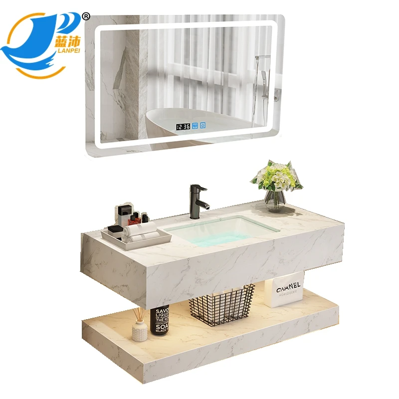 
AWZ001-80 Design Bathroom Furniture bathroom vanities Big storage Smart mirrored modern laxury marble bathroom cabinet 