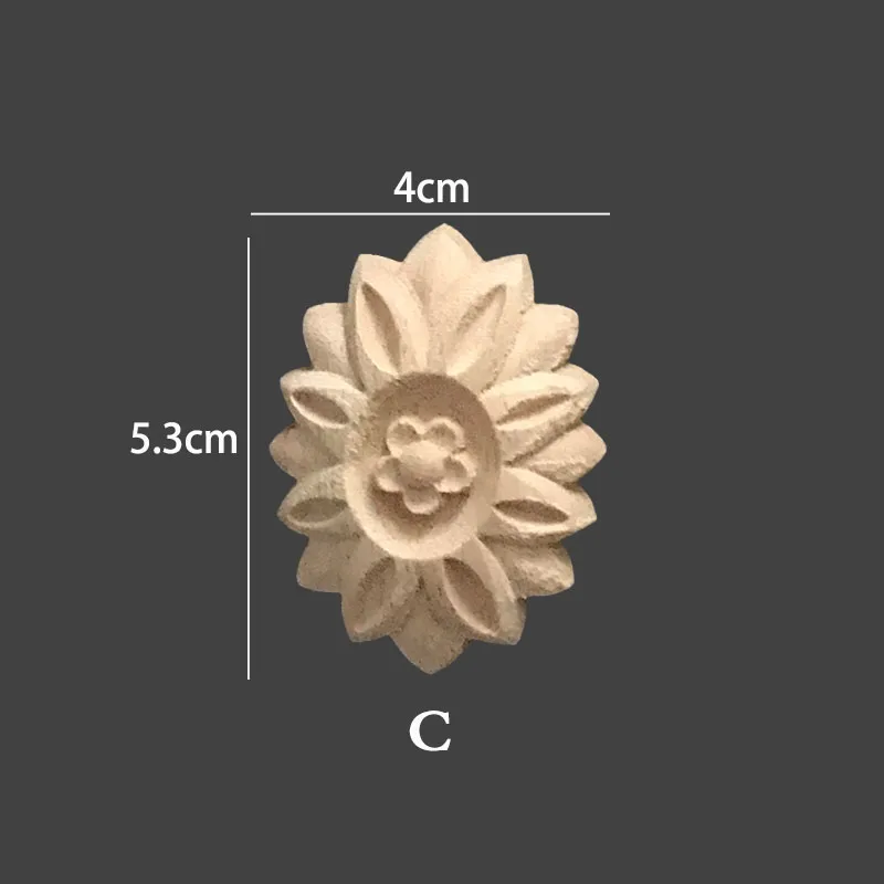 Wooden rosette wood ornaments applique onlays Decorative wood carved appliques circular onlays unfinished for furniture