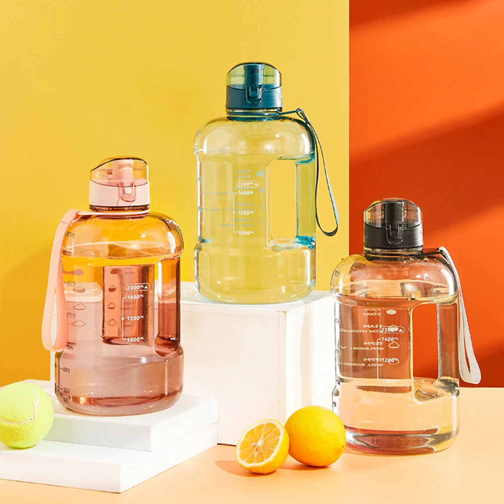 New popular summer large capacity 1500ml 2300ml 3000ml bodybuilding fitness transparent sport water bottle