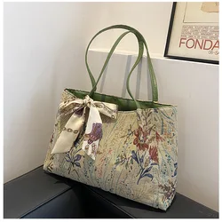 2022 Wholesale fashion purses and handbags for women large capacity jacquard canvas tote bags for lady