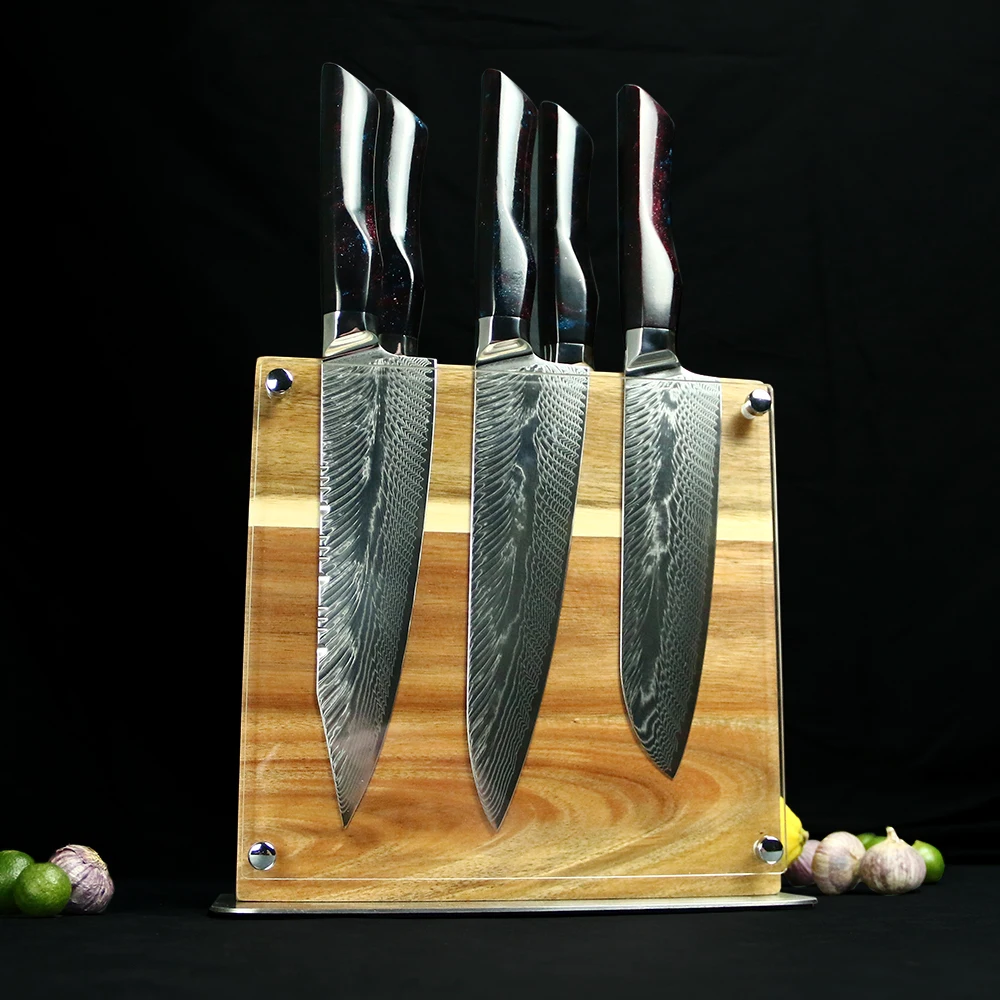 Acrylic protector with Aciacia Magnetic Knife Holder both sides Block