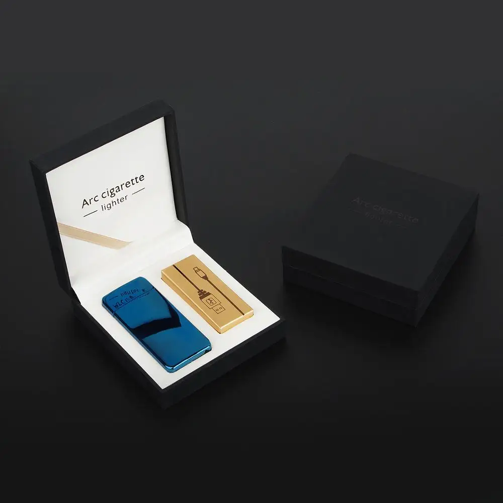 USB Rechargeable Windproof Flameless Electronic Lighter Ultra Thin Cigarette Lighter Touch Induction Double Side Lighter