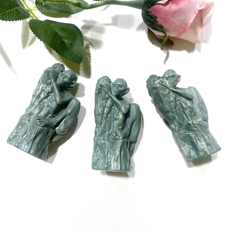 High Quality Natural Crystal carved jade Sculpture Green jade carving for crystal crafts