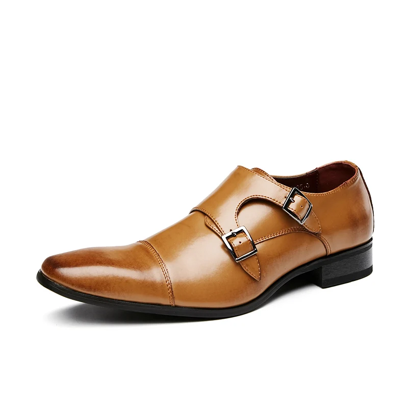 High Quality Classic British Casual Genuine Leather Formal Men Fashion Business Office Oxford Dress Shoe Double Strap Monk Shoes