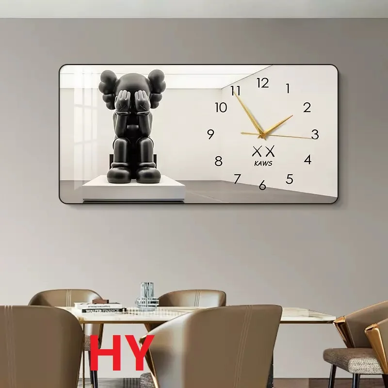 Luxury crystal porcelain painting wall clock living room dining room bedroom creative fashion decorative painting wall clock