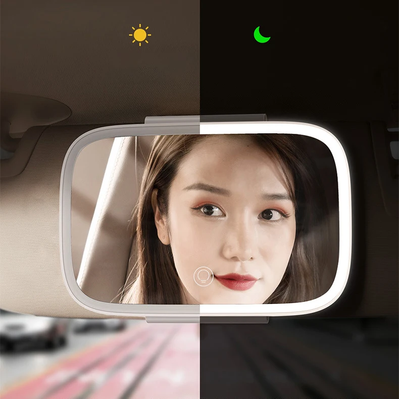Three Color Adjustable Car Visor mirror Touch Sensor Vanity Mirror with LED Lights Cosmetic Travel Makeup Mirrors