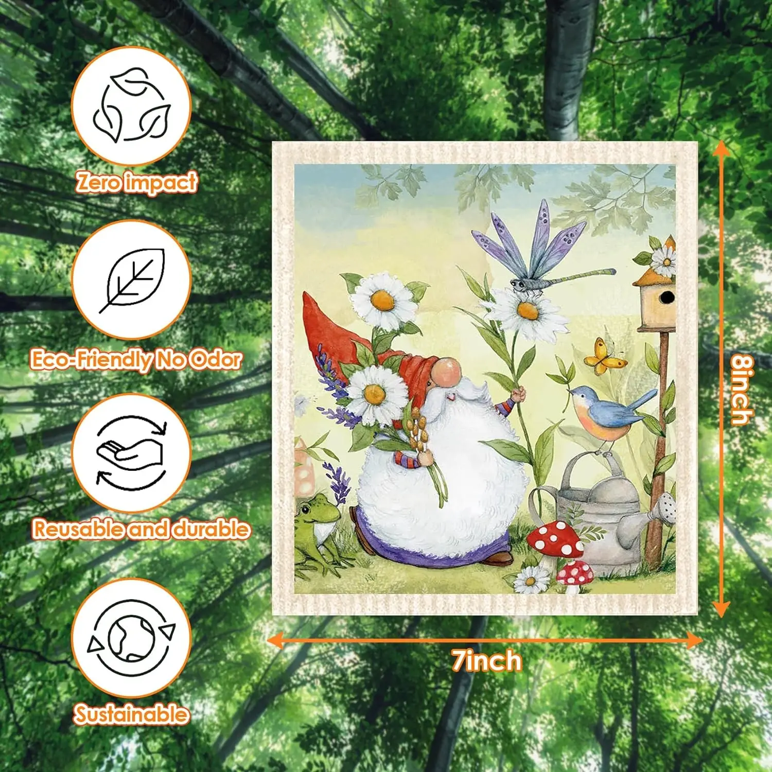 Biodegradable Scratch-resistant Reusable Cellulose Sponge Cloth Spring flower dwarf print pattern Swedish dish cloth