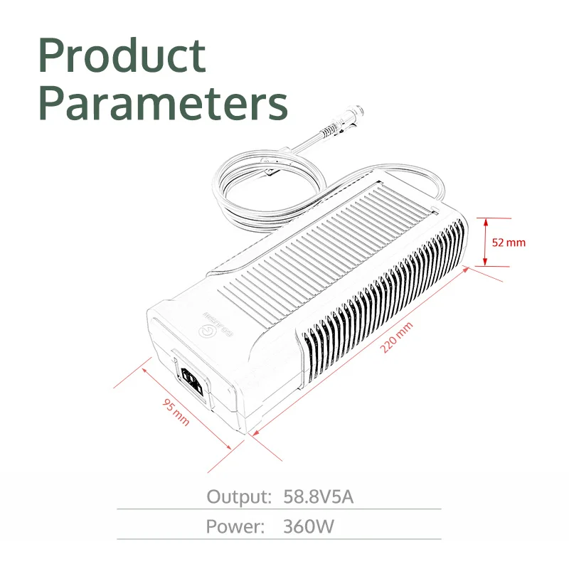 Gojusin KC CE certified 58.8v 5a Lithium Battery Charger for 14S 48V 5A E-bike Electronic Scooter