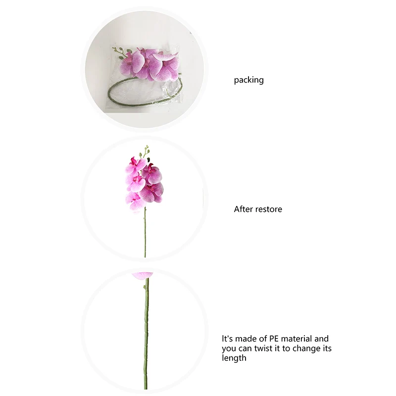 YX230328-5PDZ 3D Printed Real Touch Single Stem 5 Heads Aritificial Butterfly Orchids Flower For Flower Girls
