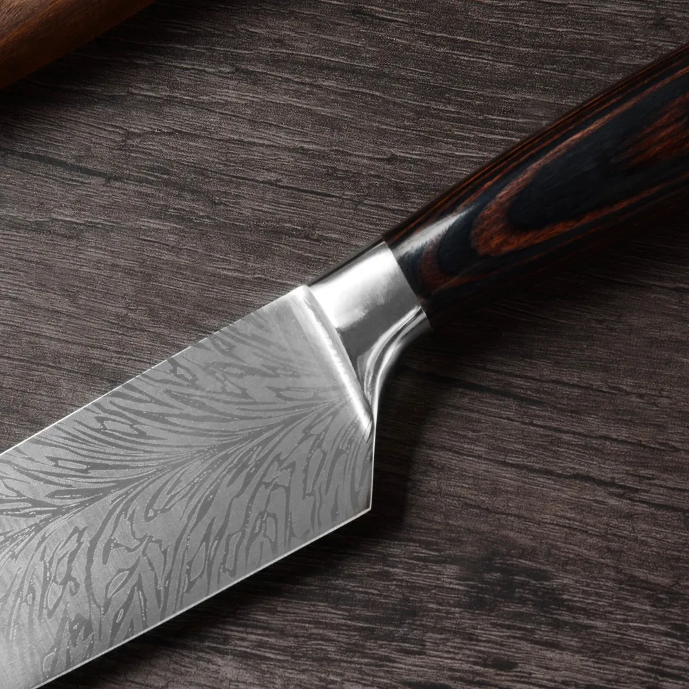 Xingye Knife Kitchen 7Cr17Mov High Carbon Stainless Steel Pakka Wooden Handle 8 Inch Knife Kitchen Chef With Knife Cover