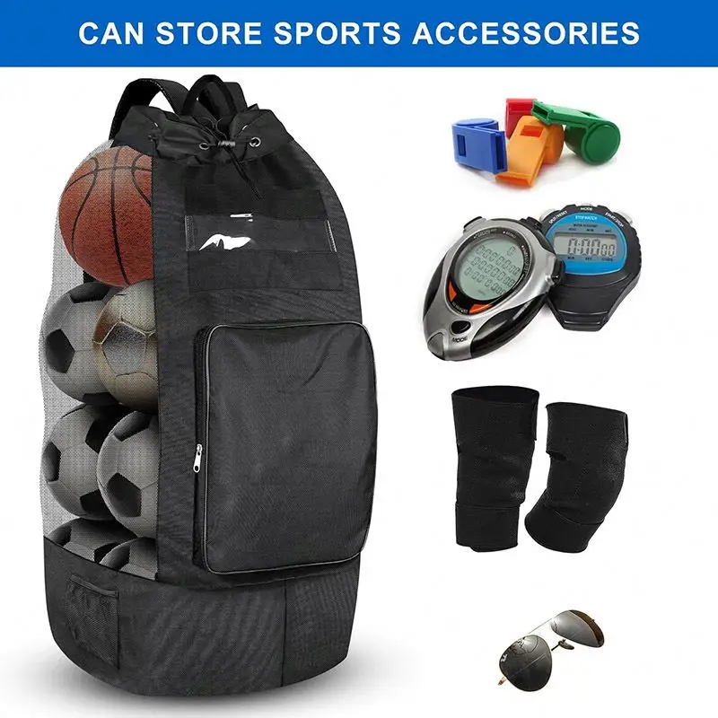 Over Size Soccer Mesh Equipment Ball Bag With Shoulder Strap 600D Oxford Mesh Sports Bag for Holding Soccer/Football/Volleyball
