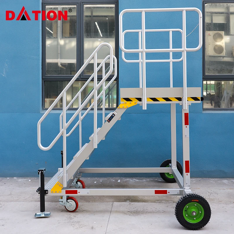 Customized Aluminum Industry Combined With Aisle Platform Rolling Ladder Industry Access Ladders Platforms