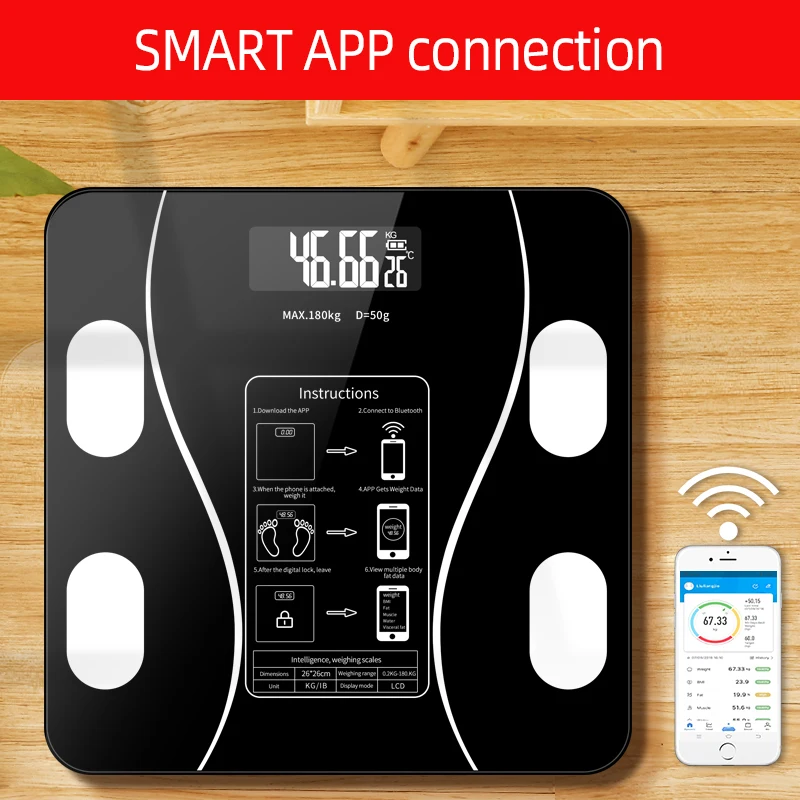Smart 400lb Body Fat Scale Wireless Digital Weight Bathroom Scale for Body Weight, BMI, Fat Percentage Tracker