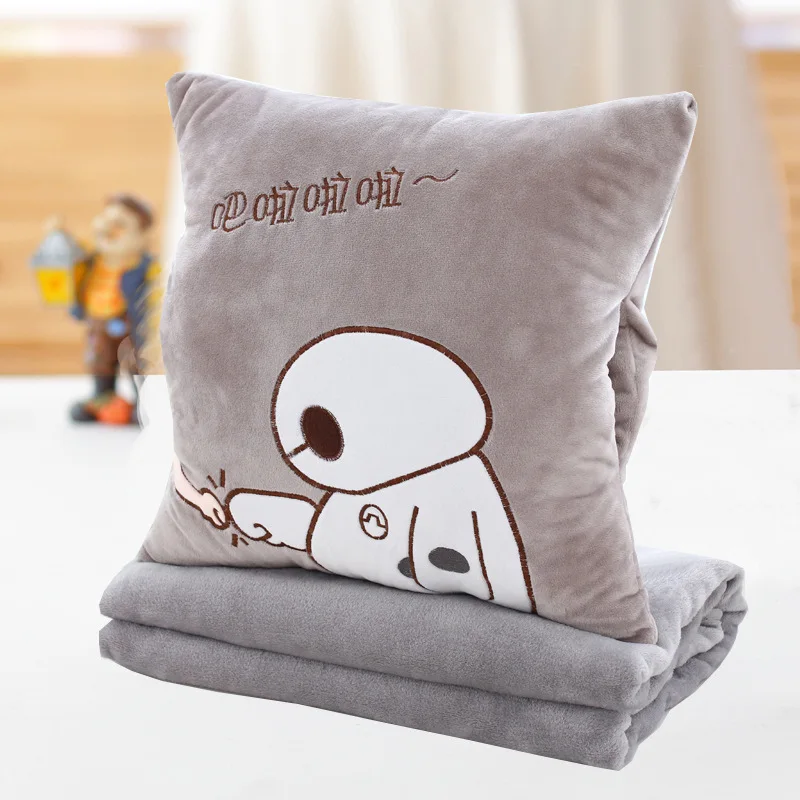 Flannel material foldable pillow and blanket 2 in 1 plush animal pillow blanket carpet