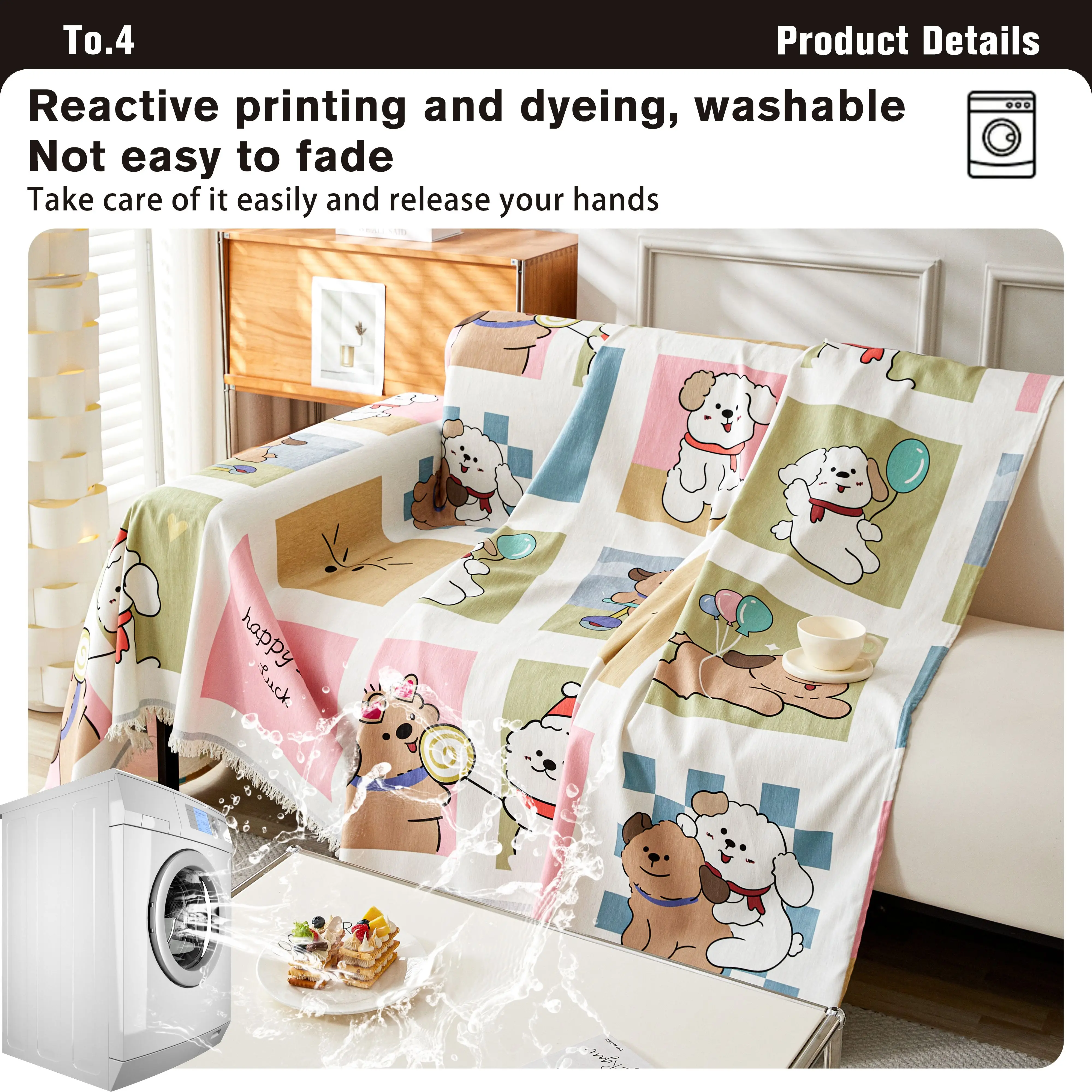 Ultra Soft Skin-friendly Mickey Dog Throw Blanket Home Sofa Decor Premium Chenille Blanket