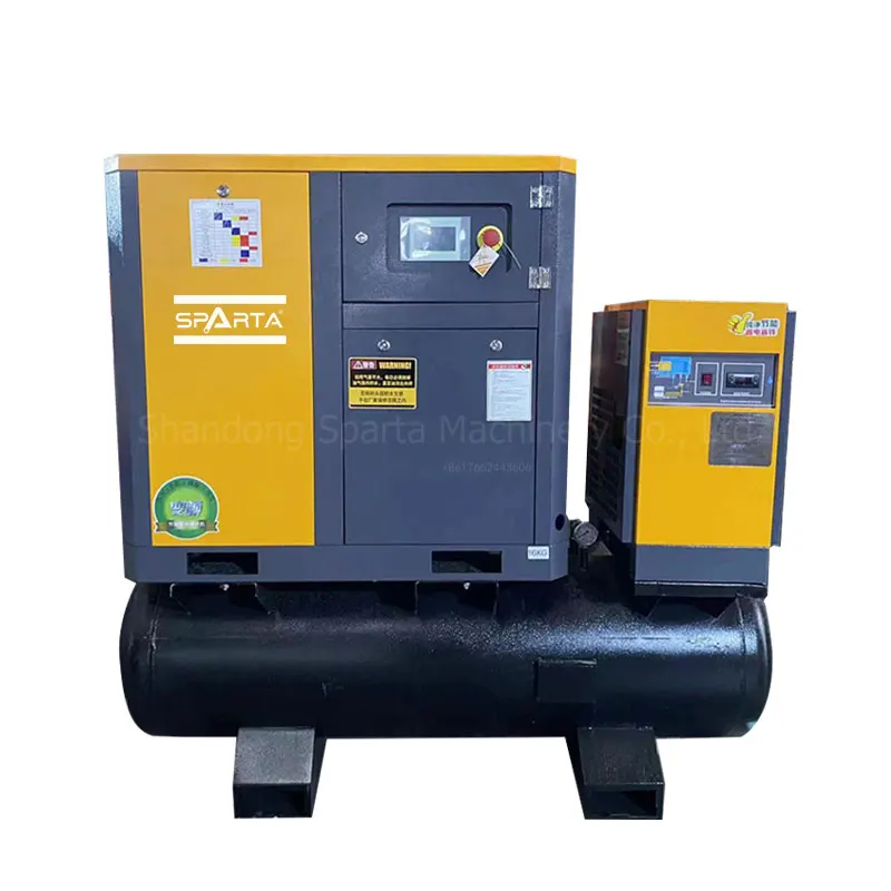 7.5KW 10bar All In One VSD Industrial Mobile Combined Screw Air Compressor with Air Dryer Tank